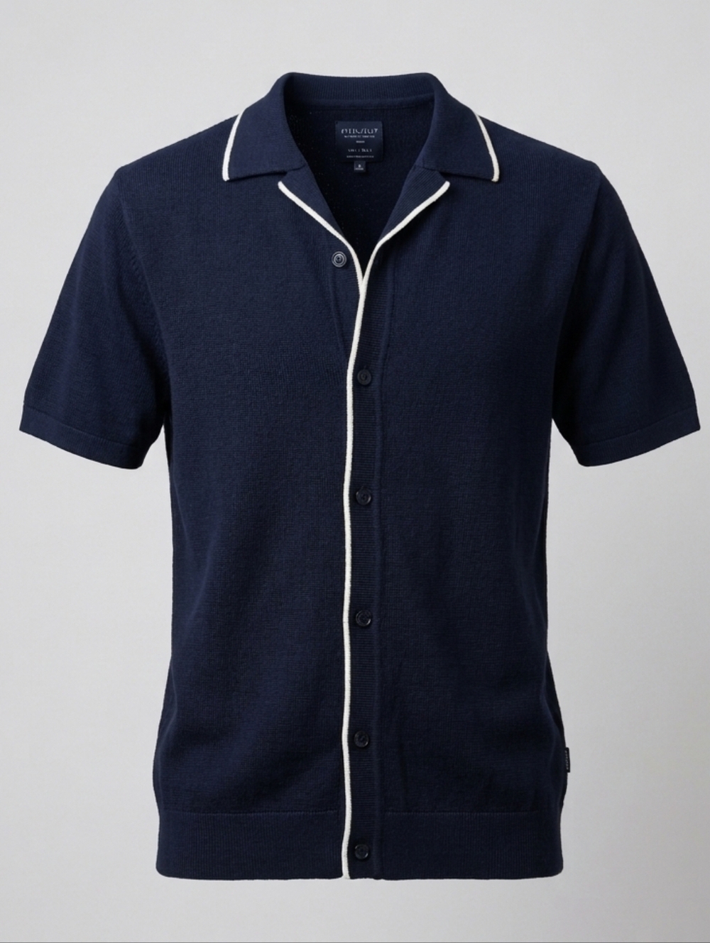 Steel & Jelly Classic Navy Cotton Short-Sleeve Button-Up Men's Cardigan Size S